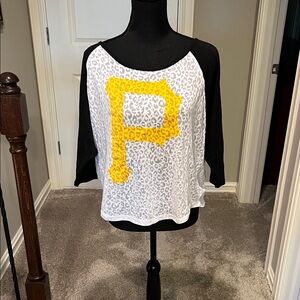 PINK Victoria's Secret Leopard Print Top with Yellow Accent